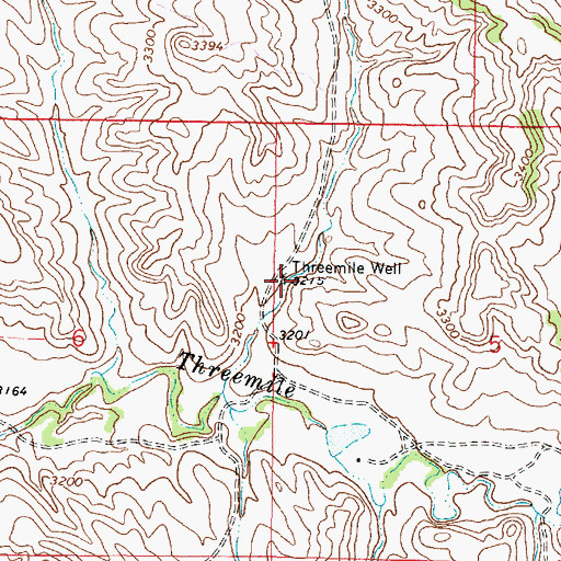 Topographic Map of Threemile Well, MT