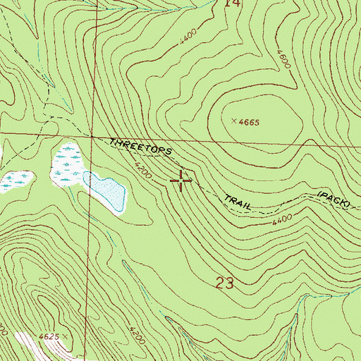 Topographic Map of Threetops Trail, MT