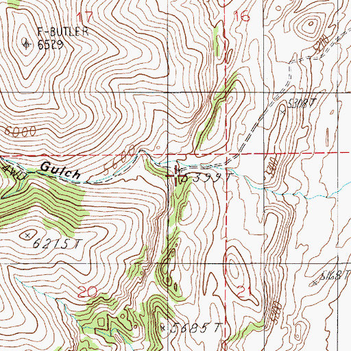 Topographic Map of Tie Gulch, MT
