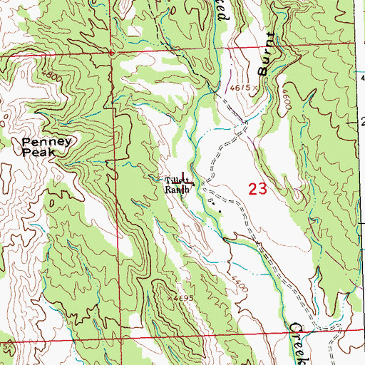 Topographic Map of Tillett Ranch, MT