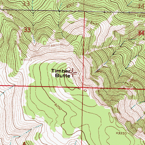 Topographic Map of Timber Butte, MT