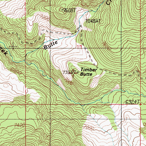 Topographic Map of Timber Butte, MT