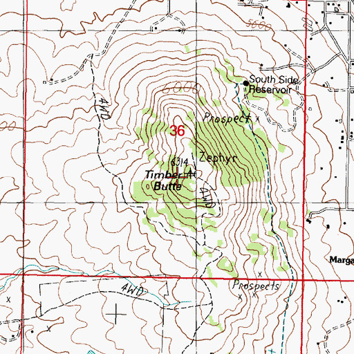 Topographic Map of Timber Butte, MT
