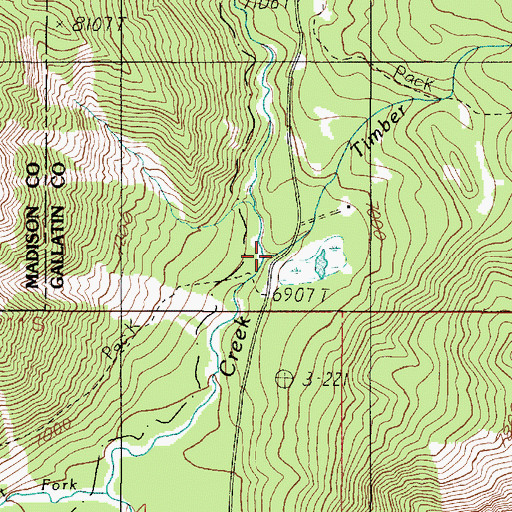 Topographic Map of Timber Creek, MT
