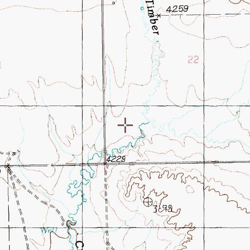 Topographic Map of Timber Creek, MT