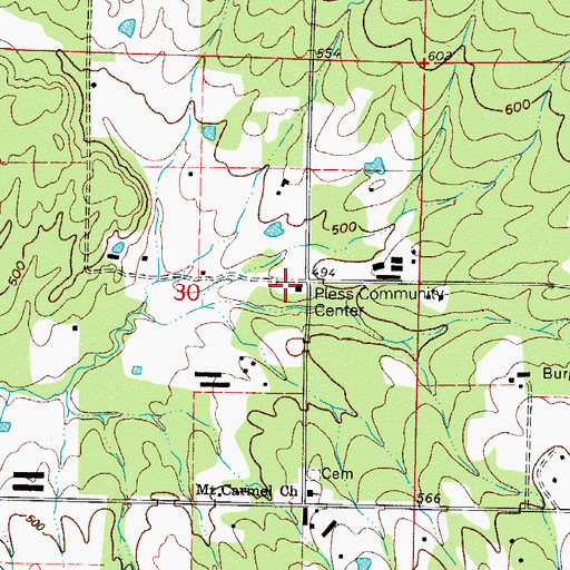 Topographic Map of Pless Community Center, AR