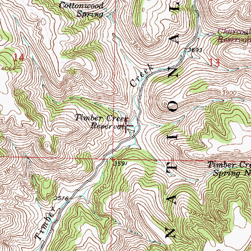 Topographic Map of Timber Creek Reservoir, MT