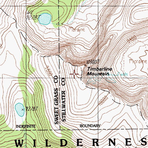 Topographic Map of Timberline Mountain, MT