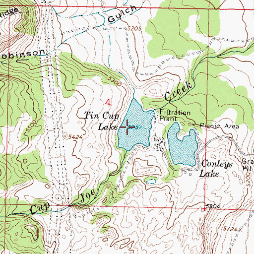 Topographic Map of Tin Cup Lake, MT