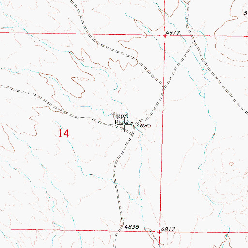 Topographic Map of Tippet Place, MT