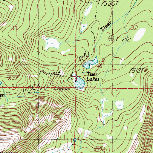 Topographic Map of Tizer Lakes, MT