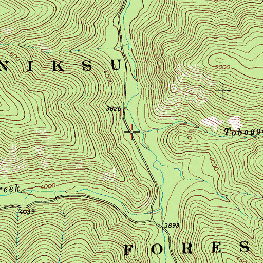 Topographic Map of Toboggan Creek, MT