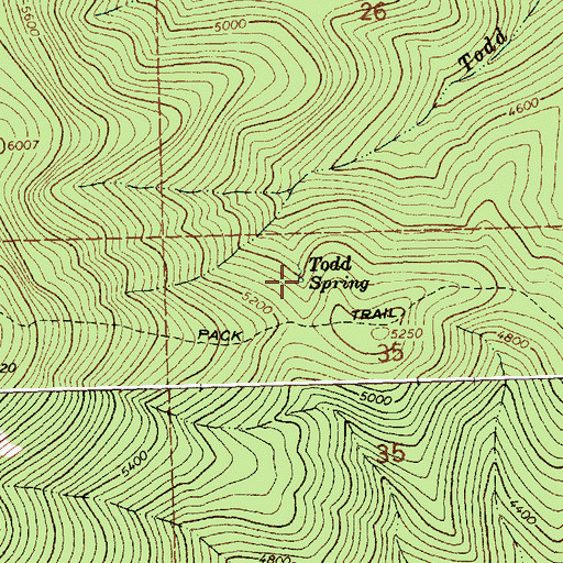 Topographic Map of Todd Spring, MT