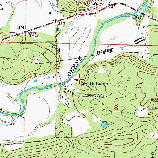 Topographic Map of Shoal Creek Methodist Youth Camp, AR