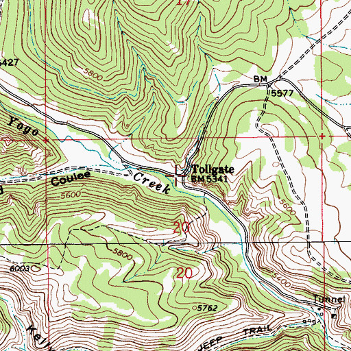 Topographic Map of Tollgate, MT