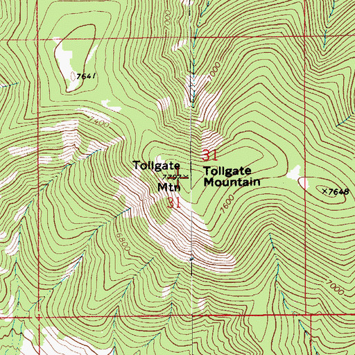 Topographic Map of Tollgate Mountain, MT