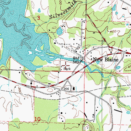 Topographic Map of New Blaine Community Park, AR