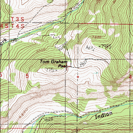 Topographic Map of Tom Graham Pass, MT