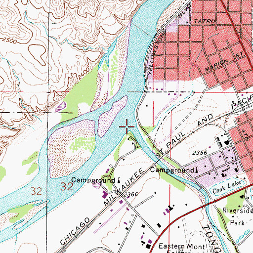 Topographic Map of Tongue River, MT