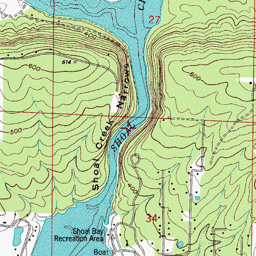 Topographic Map of Shoal Creek Narrows, AR