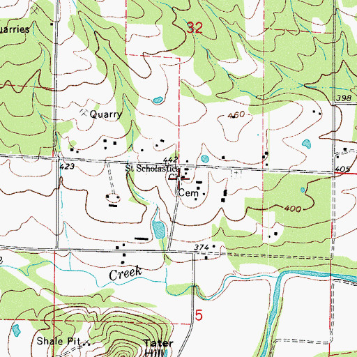 Topographic Map of Saint Scholastica Cemetery, AR