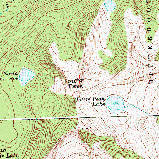 Topographic Map of Totem Peak, MT