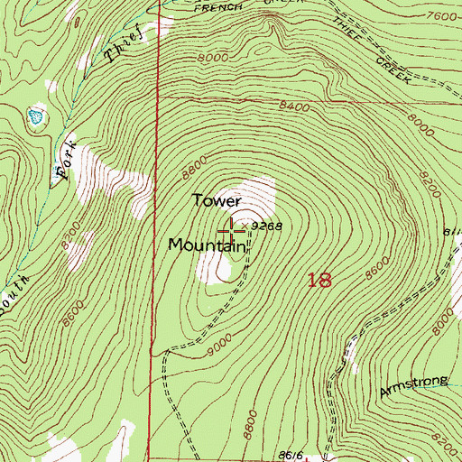 Topographic Map of Tower Mountain, MT