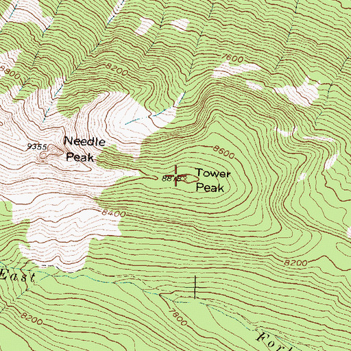 Topographic Map of Tower Peak, MT