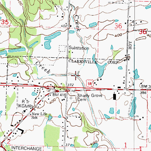 Topographic Map of Burt Creek, AR