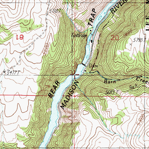 Topographic Map of Barn Creek, MT