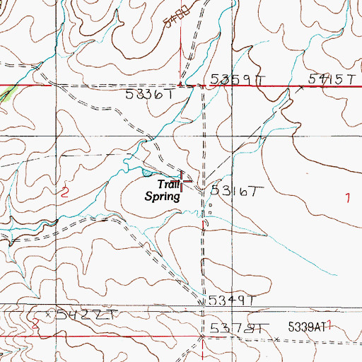 Topographic Map of Trail Spring, MT