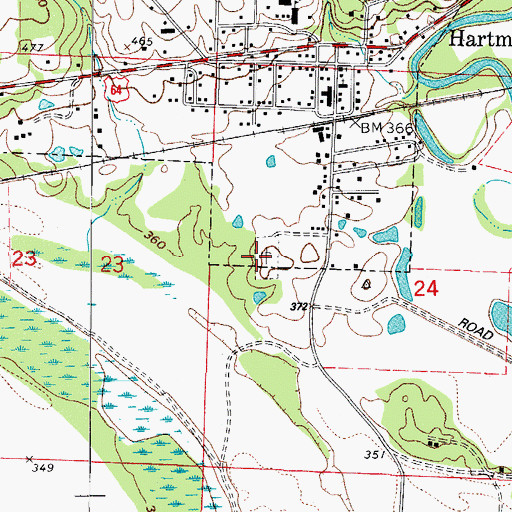 Topographic Map of Hartman Cemetery, AR