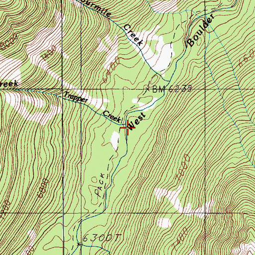 Topographic Map of Trapper Creek, MT