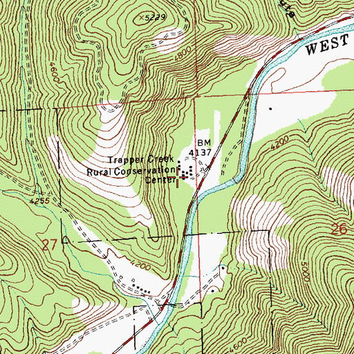 Topographic Map of Trapper Creek Rural Conservation Center, MT