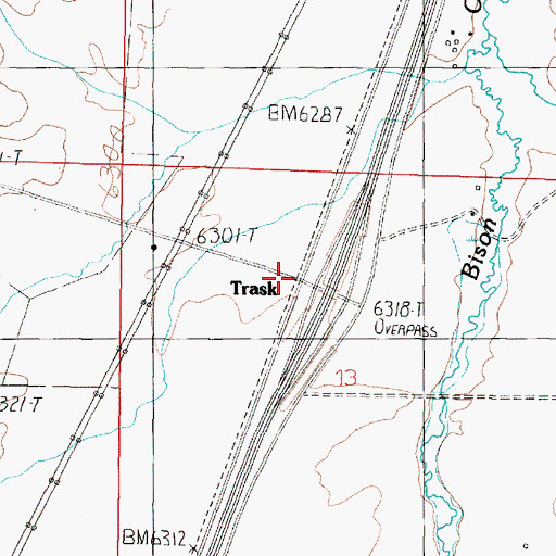 Topographic Map of Trask, MT