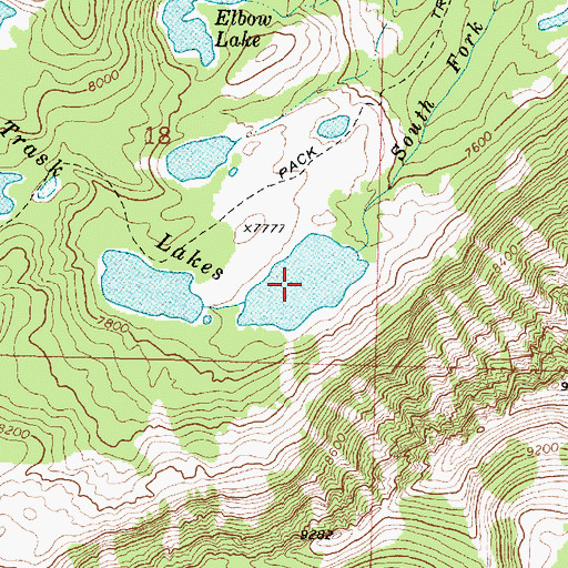 Topographic Map of Trask Lakes, MT