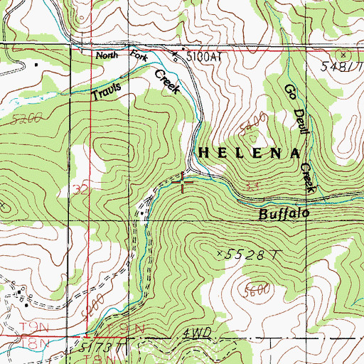 Topographic Map of Travis Creek, MT