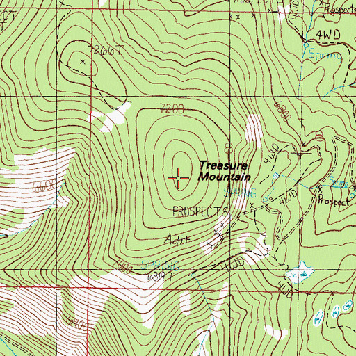 Topographic Map of Treasure Mountain, MT