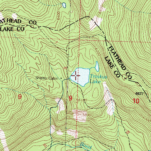 Topographic Map of Trinkus Lake, MT