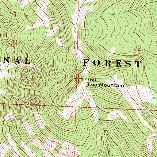Topographic Map of Trio Mountain, MT