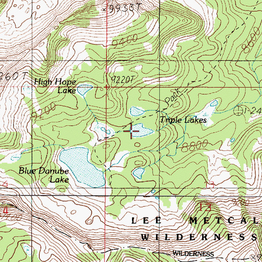 Topographic Map of Triple Lakes, MT