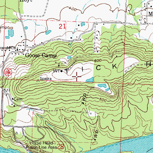 Topographic Map of Tick Hill, AR