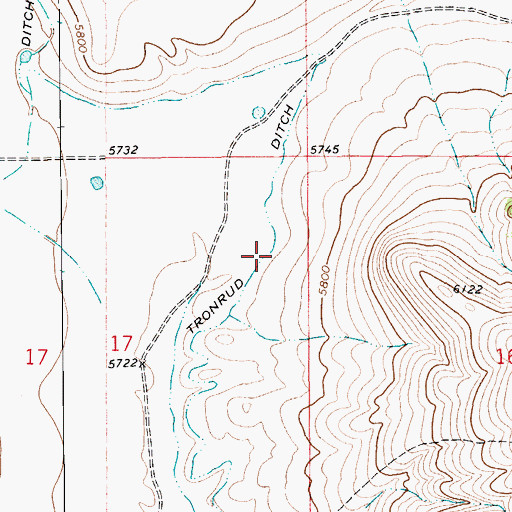 Topographic Map of Tronrud Ditch, MT