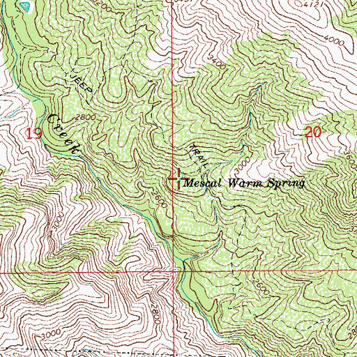 Topographic Map of Mescal Warm Spring, AZ