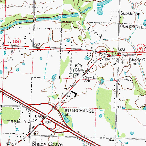 Topographic Map of KGMR Radio Tower, AR