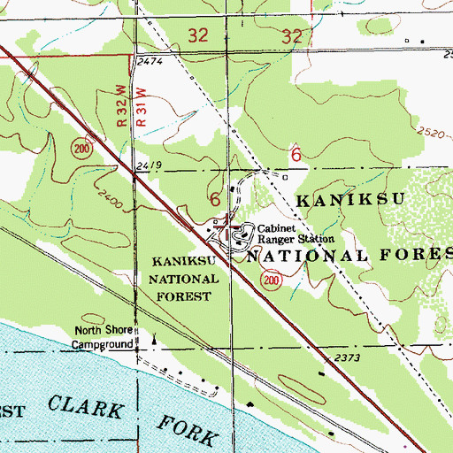 Topographic Map of Trout Creek Ranger Station, MT