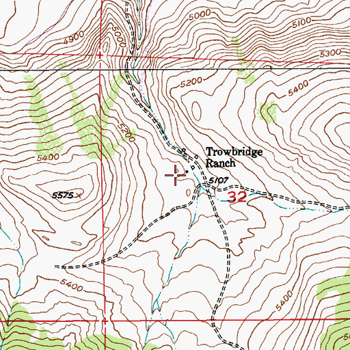 Topographic Map of Trowbridge Ranch, MT