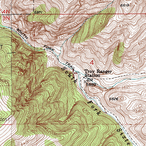 Topographic Map of Troy Creek, MT