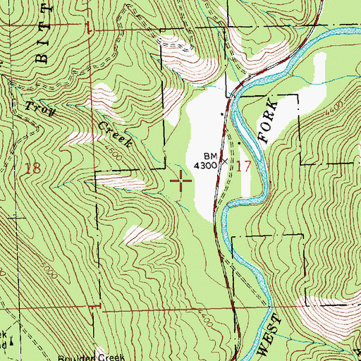 Topographic Map of Troy Creek, MT