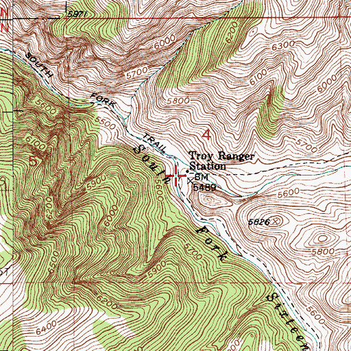 Topographic Map of Troy Ranger Station, MT